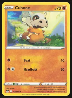 SWSH05: Battle Styles Cubone #069/163 Common Pokemon Card - Image 1