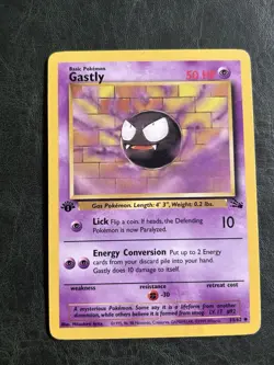 Pokemon Gastly 33/62 Fossil 50 HP Uncommon Basic 1st Edition Regular TCG Card - Image 1