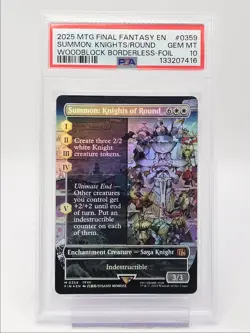 KNIGHTS OF ROUND 2025 MAGIC WOODBLOCK BORDERLESS FOIL MYTHIC PSA 10 Q6712 - Image 1