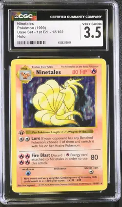 CGC 3.5 Ninetales 1999 Base Set 1st Edition Shadowless 12/102 Holo Pokemon Card - Image 1