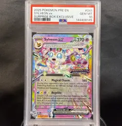 Pokemon Prismatic Evolutions Sylveon EX 041 PSA 10 Surprise Box Stamped Promo - Image 1