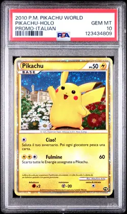 2010 POKEMON PIKACHU WORLD PROMO ITALIAN PIKACHU-HOLO PSA 10 - Image 1