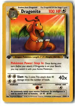 Dragonite ⭐ 19/62 1st Edition Rare Fossil 1999 Pokemon MP - Image 1