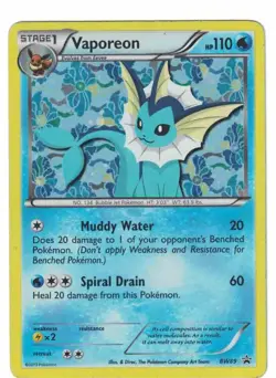 Pokemon TCG Vaporeon BW Black Star Promos BW89 Holo Promo - Image 1