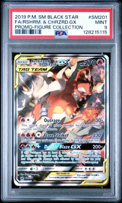 2019 POKEMON SM BSP #SM201 FA/ RESHIRAM & CHARIZARD GX PSA 9 - Image 1