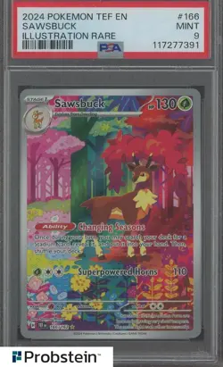 2024 Pokemon TEF EN Illustration Rare #166 Sawsbuck PSA 9 MINT - Image 1