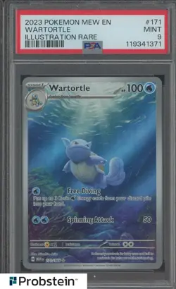 2023 Pokemon MEW EN Illustration Rare #171 Wartortle PSA 9 MINT - Image 1