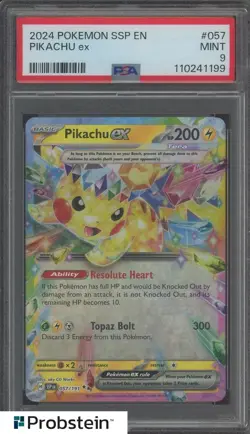 2024 Pokemon SSP EN #057 Pikachu ex PSA 9 MINT - Image 1