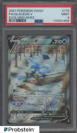 2021 Pokemon SWSH Evolving Skies #175 FA Glaceon V PSA 9 MINT - Image 1