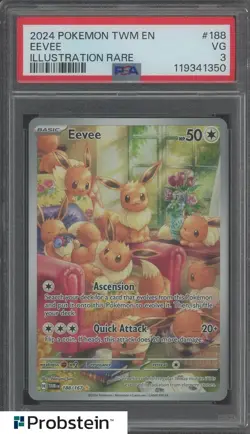 2024 Pokemon TWM EN Illustration Rare #188 Eevee PSA 3 VG - Image 1