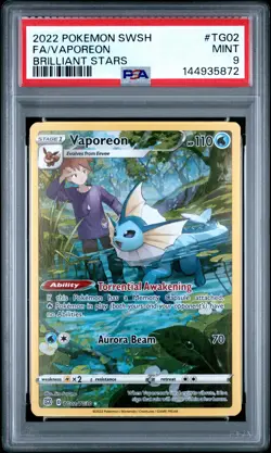 5872 Vaporeon 2022 Pokemon SWSH Brilliant Stars #TG02 Trainer Gallery Holo PSA 9 - Image 1