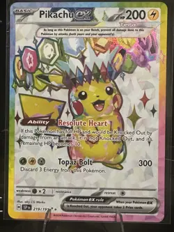 Pokemon Pikachu ex 219/191 Sv08: Surging Sparks Ultra Rare Full Art Holo 200 HP - Image 1