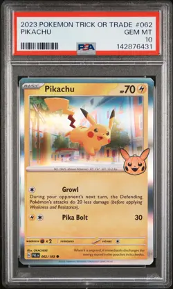 2023 POKEMON TRICK OR TRADE #062 PIKACHU PSA 10 - Image 1