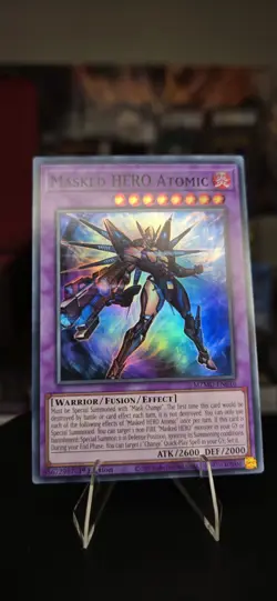 Masked HERO Atomic MZMU-EN016 Super Rare Maze of Muertos Yu-Gi-Oh Card - Image 1