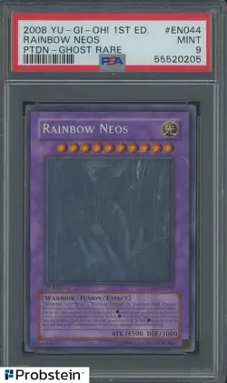 2008 Yu-Gi-Oh! 1st Edition PTDN Ghost Rare #EN044 Rainbow Neos PSA 9 MINT - Image 1