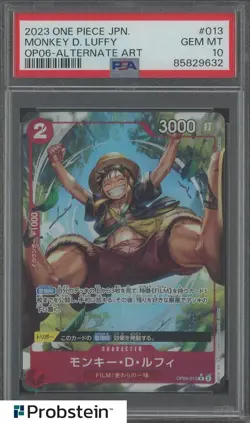 2023 One Piece Japanese OP06 Alternate Art #013 Monkey D. Luffy PSA 10 GEM MINT - Image 1