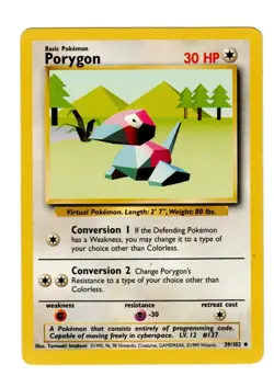 Pokemon TCG Porygon 39/102 Uncommon Base Set - 1999 Vintage Pokemon Card - Image 1
