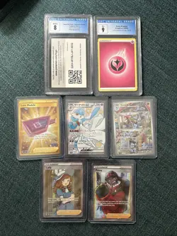 Pokemon TCG Lot 7 Total Cards, 2 CGC Graded Cards - Image 1