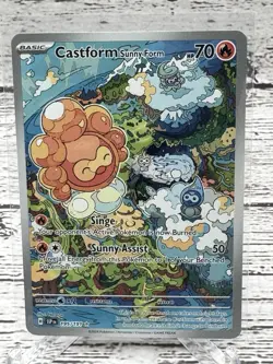 Pokemon TCG Castform Sunny Form IR Holo Card Surging Sparks 195/191SV08 - Image 1