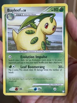 POKEMON BAYLEEF LV.28 RARE 41/123 (NON HOLO) MYSTERIOUS TREASURES MP CARD - Image 1