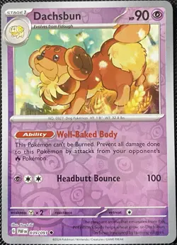 Dachsbun 039/091 SV: Paldean Fates Reverse Holo - Pokemon Card - Image 1