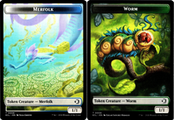 x4 Merfolk / Worm Double-Sided Token [Lorwyn Eclipsed] MTG Magic ECL PLAYSET NM - Image 3