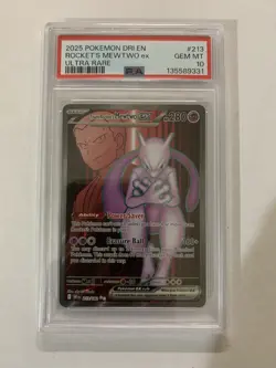 2025 Pokemon Dri En Rocket's Mewtwo Ex Ultra Rare #213 GM MT PSA 10 - Image 1