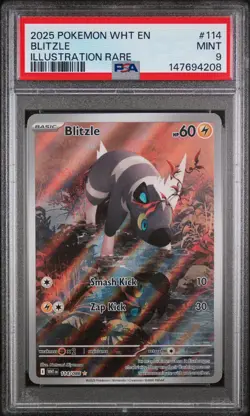 2025 Pokemon Blitzle PSA 9 #114 Illustration Rare White Flare - Image 1