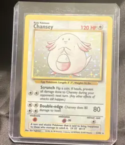 Pokemon Chansey 3/102 Base Set Holo Rare Card Wizards of the Coast English 1999 - Image 1