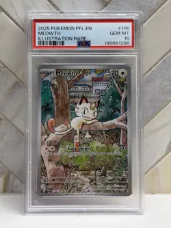 Pokemon TCG Meowth 106/094 Phantasmal Flames Illustration Rare PSA 10 - Image 1