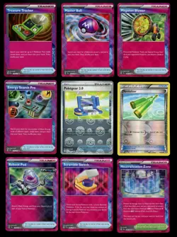 (9) Pokemon Full Art Trainer Item MASTER BALL TREASURE TRACKER NEUTRALIZER ++ - Image 1