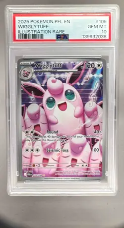 2038 Wigglytuff 2025 Pokemon Phantasmal Flames #105 Illustration Rare PSA 10 - Image 1
