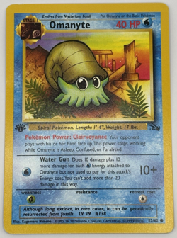 Pokemon TCG - Omanyte - Fossil Set 1st Edition 52/62 NM Common 1999 - Image 1
