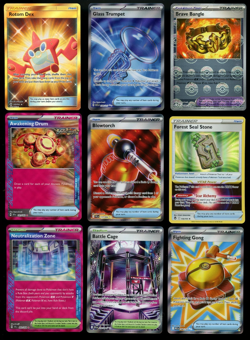 (9) Pokemon Full Art Trainer Item Stadium Lot ROTOM DEX GLASS TRUMPET ++ - Image 1