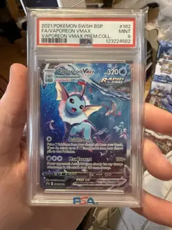 2021 Pokemon Swsh Black Star Promo #182 Fa/Vaporeon Vmax Vaporeon Vmax PSA 9 - Image 1