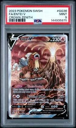 5875 Entei V 2023 Pokemon SWSH Crown Zenith #GG36 Galarian Gallery PSA 9 - Image 1