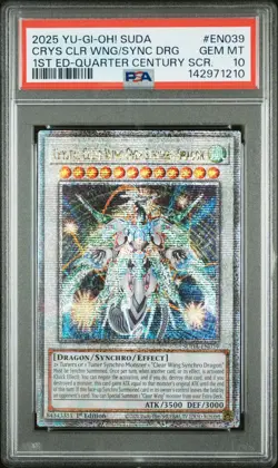 Yu-Gi-Oh Crystal Clear Wing Over Synchro Dragon QCSR PSA 10 SUDA-EN039 1st Ed - Image 1