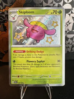 Pokemon TCG Skiploom 097/091 Paldean Fates Baby Shiny Ultra Rare Holo Card - Image 1