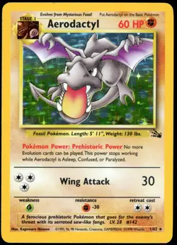 Aerodactyl Fossil 1/62 Holo Rare Vintage Pokemon TCG Card MP - Image 1