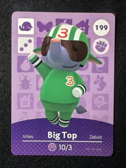 Big Top #199 Animal Crossing Amiibo Card Series 2 Authentic +Tracking# - Image 1