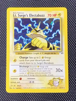 Pokemon TCG 2000 Gym Heroes Card - Lt. Surge's Electabuzz 6/132 Holo Foil LP+ - Image 1