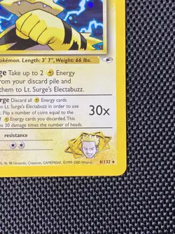 Pokemon TCG 2000 Gym Heroes Card - Lt. Surge's Electabuzz 6/132 Holo Foil LP+ - Image 4