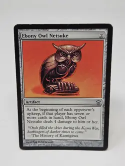 Ebony Owl Netsuke Saviors of Kamigawa Light Play MTG Magic the Gathering - Image 1