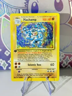 Machamp 8/102 Holo Rare 1st Edition Pokemon Base Set English LP-MP - Image 1