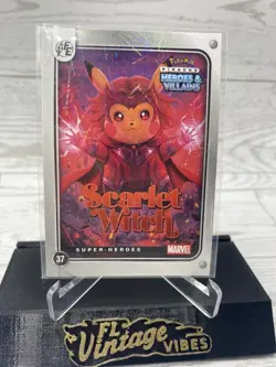 Pikachu as Scarlet Witch Lazer Holo Marvel Heroes & Villains Non-Pokemon Fan Art - Image 1