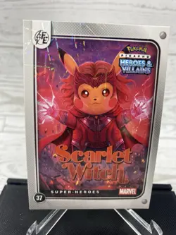 Pikachu as Scarlet Witch Lazer Holo Marvel Heroes & Villains Non-Pokemon Fan Art - Image 2