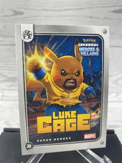 Pikachu as Luke Cage Lazer Holo Marvel Heroes & Villains (Non-Pokemon Fan Art) - Image 2