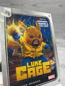 Pikachu as Luke Cage Lazer Holo Marvel Heroes & Villains (Non-Pokemon Fan Art) - Image 4