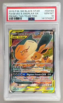 4287 Eevee & Snorlax GX 2019 Pokemon Sun Moon Tag Team Promo #SM169 PSA 10 - Image 1
