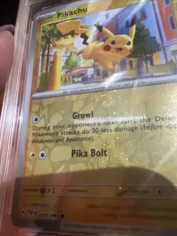 Pikachu Costco Exclusive Cosmos #18 - 2024 Paldean Fates Pokemon W/Swirl AGS 10 - Image 2